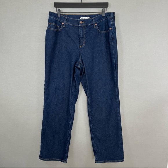 Lands' End Women's Blue Straight Leg Flannel Lined Jeans - Picture 1 of 16